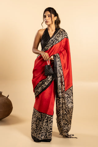 The Red Heritage Saree