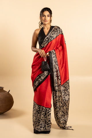 The Red Heritage Saree