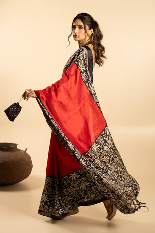 The Red Heritage Saree
