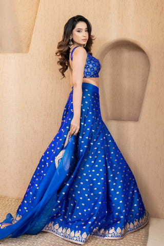Blue Banarsi Lehenga
