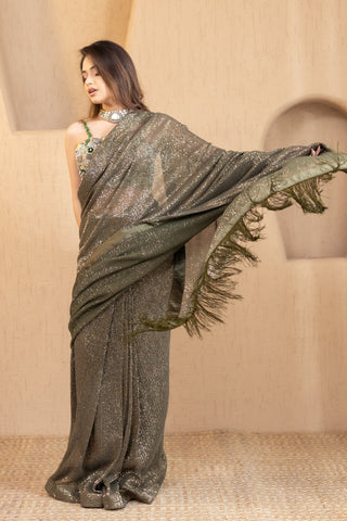 Olive Stardust Saree