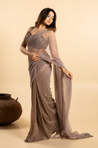 Bronze Mesh Saree