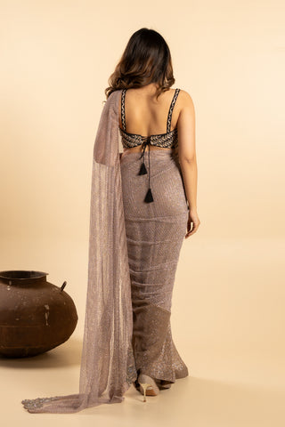 Bronze Mesh Saree