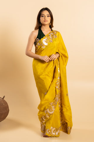 Yellow Emerald Saree