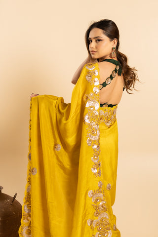 Yellow Emerald Saree