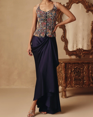 Midnight Drape Skirt Set